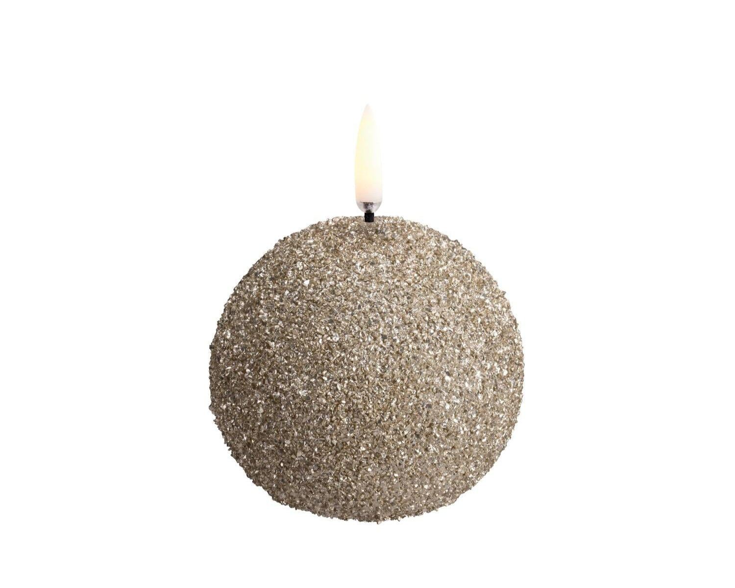 Round LED lys, Champagne/Glitter - Ø7 cm